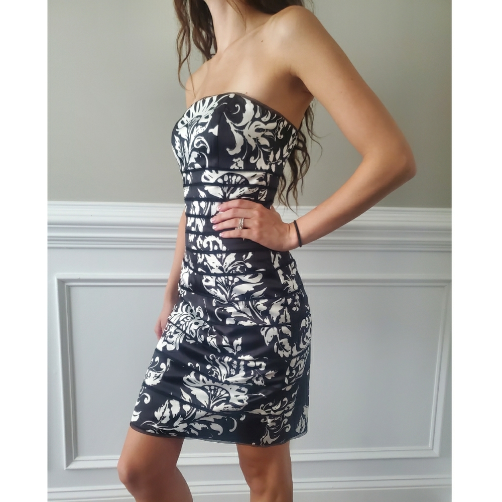 WHBM Floral Satin Strapless Dress